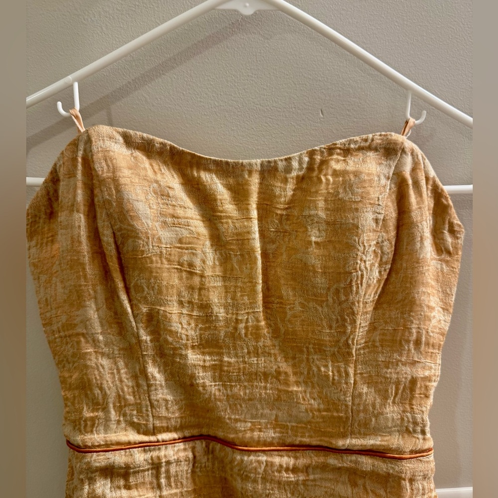 VINTAGE Nicole Miller Metallic Rose Gold Cocktail Dress - Size 4